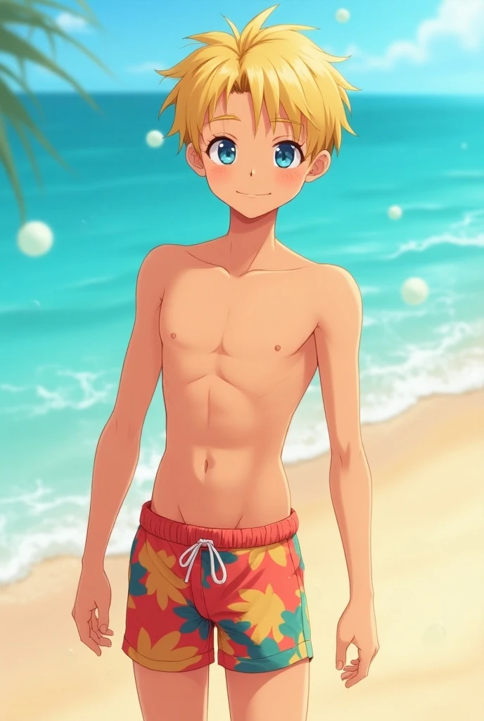 (1boy:1.4), (very short hair), crew cut, (solo:1.4), sfw, (bulge:0.4), male character, ((masterpiece)),
multicolored background, hair between eyes, highlight in eyes, (blonde hair:1.4)
, ,, colorful eyes, male character,
multiple details, sky, sea, beach , outside, short hair, handsome, beautiful eyes (vocaloid), delicate features, high light in eyes, (narrow chin:1.5), triangle chin, (introvert:1.6)
short hair, male face, detailed beautiful boy, boy, sparkling eyes,
evil grin, energetic eyes, nude, detailed penis