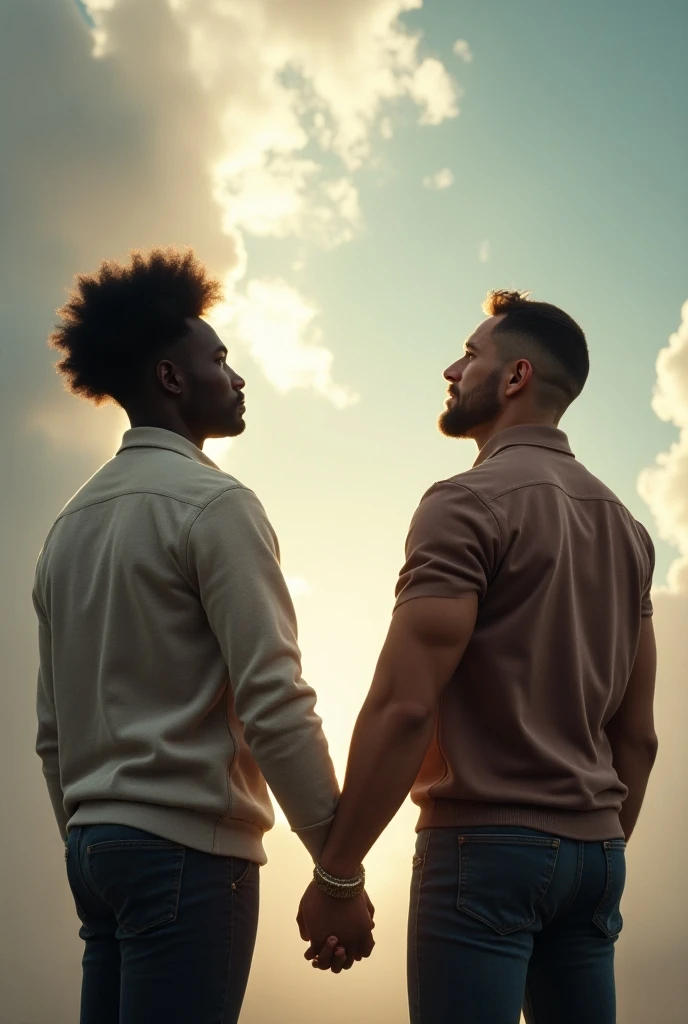 a GAY couple with one white and effeminate man and the other black and masculine