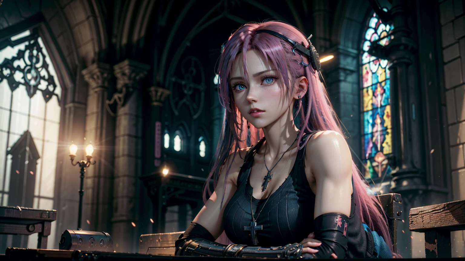 Portrait photo of a young european girl, (laughing:0.7), posing, look at a camera, pink ponytails hair, complex city background, backlit, (cinematic:1.5), epic realistic, hyperdetailed, insane details, intricate details, accent lighting, soft volumetric light, bokeh, (dramatic light:1.2), (neutral colors:1.3), cross process