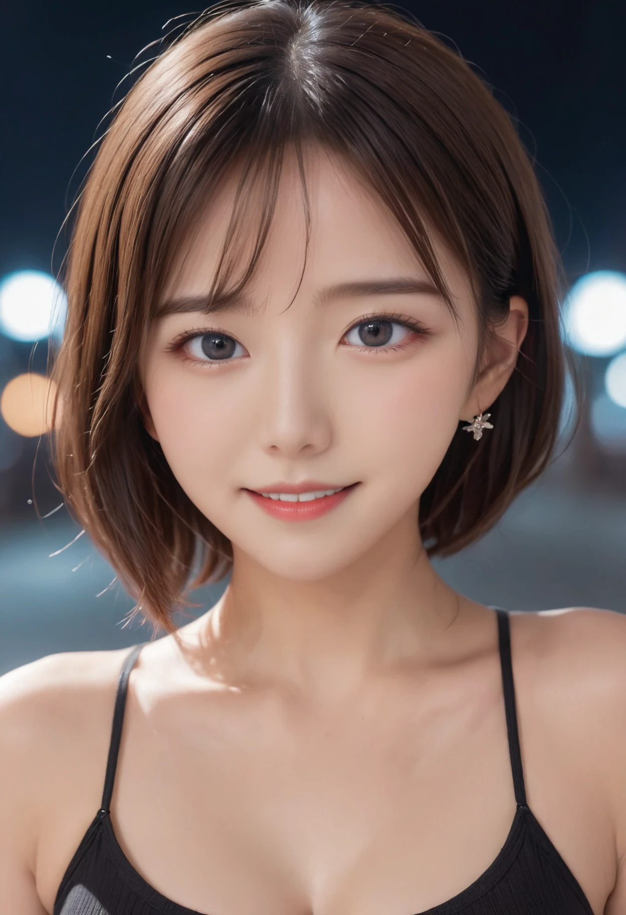 8K, masutepiece, Raw photo, Best Quality, Photorealistic, Highly detailed CG Unity 8k wallpaper, depth of fields, Cinematic Light, Lens Flare, Ray tracing, (Extremely beautiful face, Beautiful lips, Beautiful eyes), intricate detail face, (( Ultra detailed skin)) 1girl in, In the Dark, deepshadow, Pretty Korean girl, Kpop Idol, 1 girl, (Very slim and slender fit muscular body:1.3), ((Looking at Viewer)),(Big smile:1.3) , (Fashion Sexy Girl, a dark night, (Neon sign), (Blurred background), Fashion Street Night),(No people in the background:1.3), Beautiful earrings, Bracelets, Necklace, pantyhose, Clear eyes, Walking, ( pale skin), (Big eyes), Face forward, (Brown hairs), (Full body shot), ((sexy micro bikini set)), ((sexy micro bikini set)), (Looking at Viewer:1.3) opened breast, Beautiful hands, perfect body, Big, beautiful breasts, Beautiful butt,  medium breasts, backtrack, (Back shot), ass forcus, Before the eyebrows,(Tight Dress), NSFW.