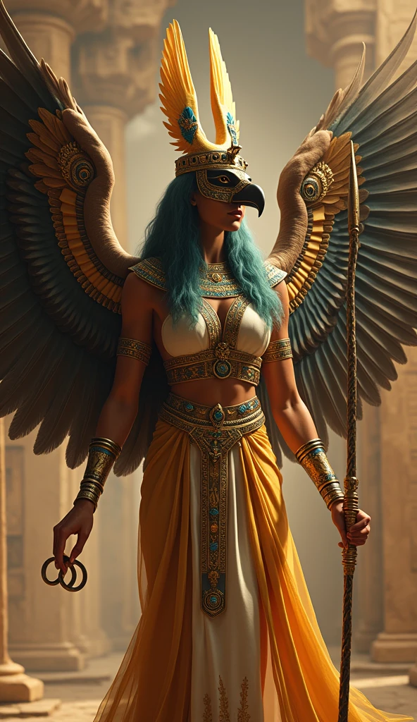 (Photorealistic:1.2), (8K Resolution), (Best Quality), (Masterpiece), portrait of a gorgeous young tribal queen with dark skin, long braided black hair, wearing an intricate beaded headdress, gold necklaces and armbands, a red and gold embroidered robe, standing proudly outdoors (holding a peregrine falcon perched calmly on her left hand:1.4) wrapped in a thick leather glove, soft lighting, highly detailed intricate clothing, jewelry and falcon, ornate background