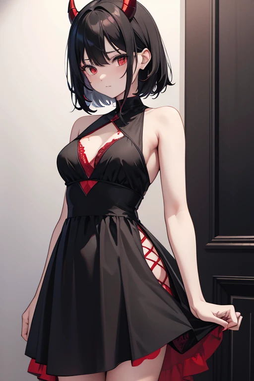 masterpiece, best quality, highres, absurdres, ultra detailed, pretty eyes, semi_realistic 
ada wang,short hair,brown eyes,black hair, red_mini_dress, (pantyhose), (torn_clothing:1.4),  sleeveless, cleavage, 
leaning _against_wall, looking at viewer, standing, cowboy_shot, blushing, embarrassed,  sweat
foggy, night, dark, dim lit, empty_street, creepy
<lora:adawang-000005:0.7>,  <lora:breastsizeslideroffset:-0.6>