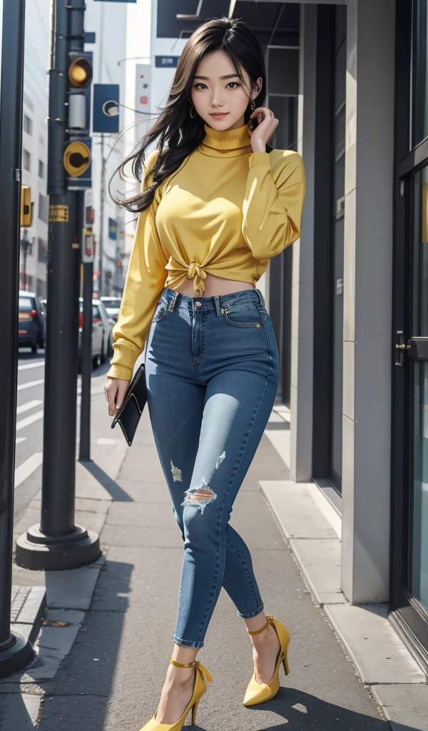 ((mid night, Acura, 8K, tmasterpiece: 1.3)), full body Esbian, long legged, Focalors: 1.2, Perfect figure beautiful woman: 1.4, Slim abs: 1.1, (dark brown hair,: 1.2 )), (Yellow Skinny T-Shirt, falda corta,Sitting on Stool: 1.2), (city night scene, teto: 1.3)), Highly detailed face and skin textures, detailedeyes, 二重まぶた,