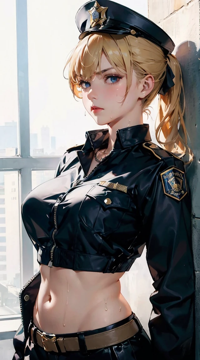(masterpiece, best quality, perfect anatomy, nice hands:1.2, 1girl:1.2, solo:1.3, illustration:1.2), official art, unity 8k wallpaper, ultra detailed, beautiful and aesthetic, realistic, medium hair, bob cut, braid, mole under eye, (school uniform:1.2), (kneehighs:1.1), classroom, flying button, huge breasts, sidelighting, blue sky, grabbing another's ass, 2boys, from side,sideboob