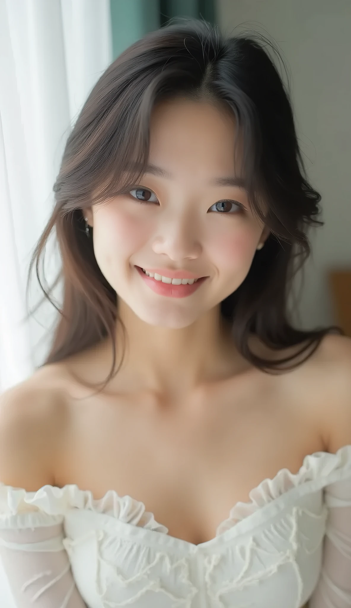 14 year old Korean beautiful , hot girl in the bathroom,Grinning