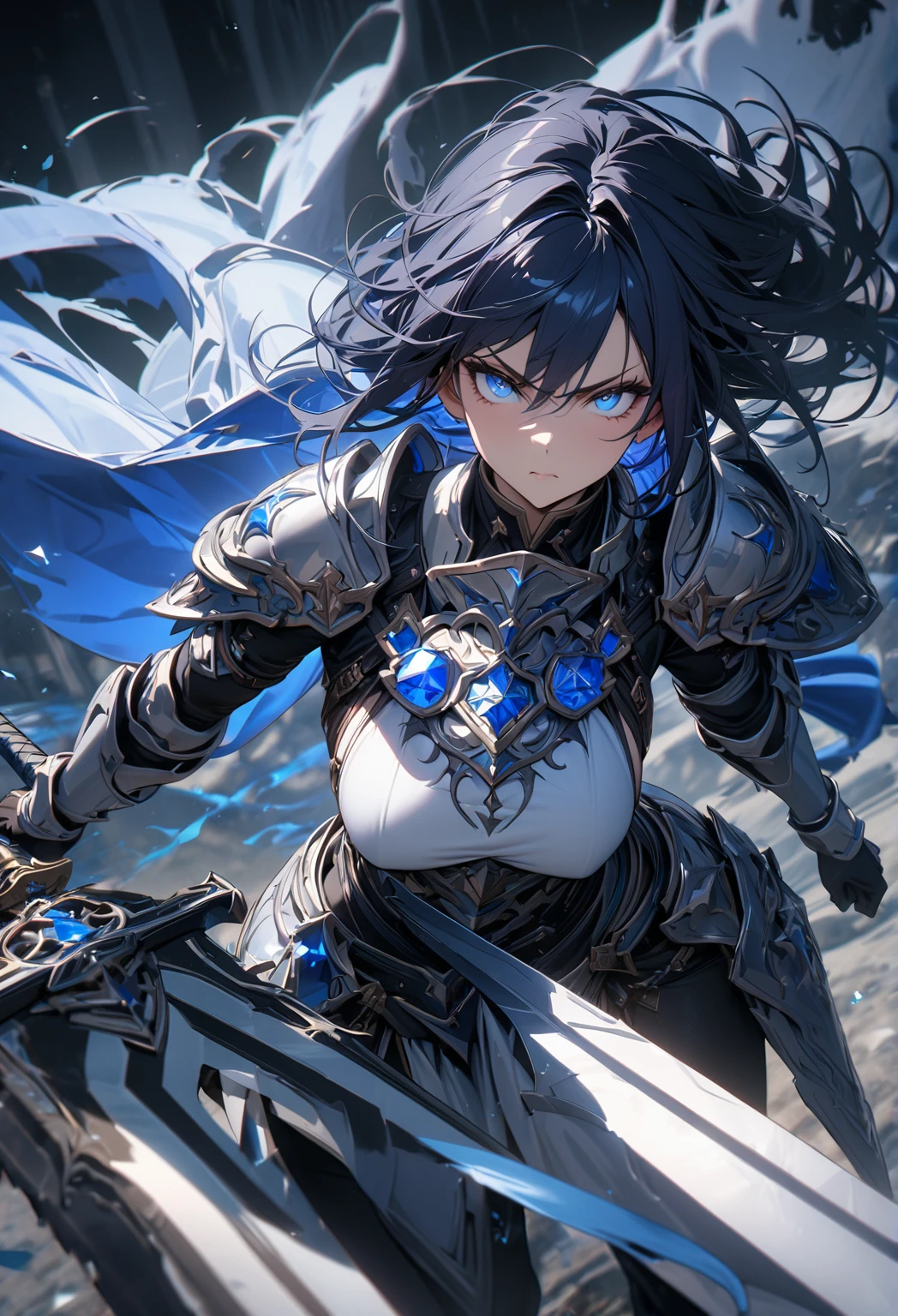 yoshida akihiko, 1girl, bravely default: flying fairy, bravely default \(series\), Nier, final fantasy,blue eyes, flute, white hair strip