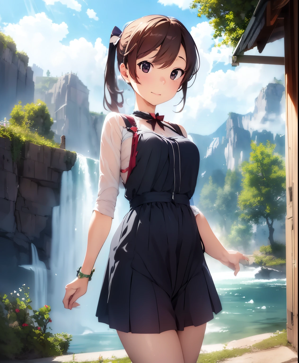 (masterpiece、Best Quality、Best Quality、Official Art、Beautiful and beautiful:1.2)、(One person:1.3)、masterpiece, best quality, High image quality, very detailedなCG Unity 8k壁紙 , landscape, Outdoor, null, cloud, null, mountain, landscape, water, tree, blue null, waterfall, cliff, nature, lake, river , cloudy skies, Award Winning Photos , Bokeh, depth of field, High Resolution , bloom, chromatic avalation for pleasure, Transparent , very detailed, Trending on Art Station, Popular on CGSociety, Complex, high detail, dramatic, Art on the road