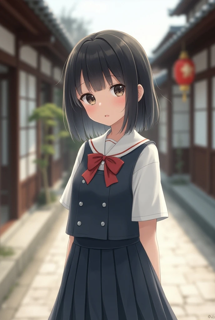 ruri gokou, (Ultra-high resolution), (masterpiece), (Attention to detail), (high quality), (最high quality) , 1 Girl, alone,  Hime cut, Long Hair, skirt, hakama, hakamaskirt, long skirt, Black Hair, gloves, kyuudou, Kyudogi, breastplate, tabi, Field, Japanese Dojo,