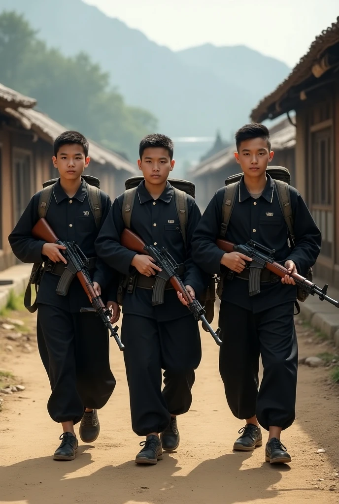 Group of boys holding gun