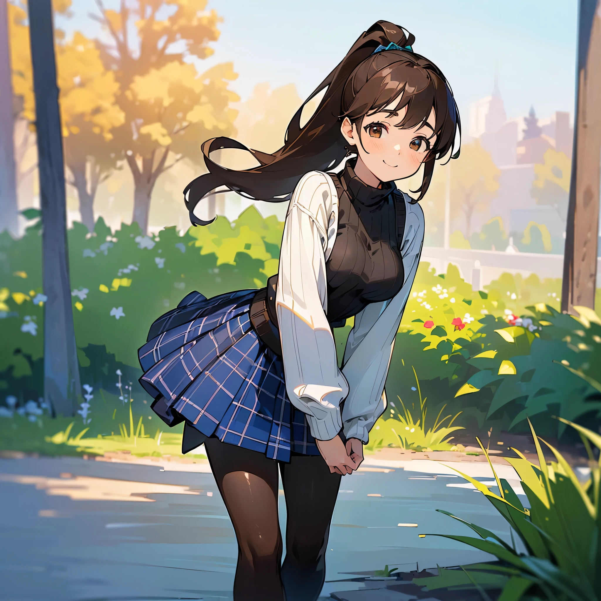 (masterpiece, highest quality, High resolution, realistic pictures, realistic skin:1.1),
(woman flips up her skirt、show us your panties:1.8),
(stand up: 1.5),
(provocative, grinning expression: 1.8),
(I am wearing a light blue long sleeve turtleneck knit.: 1.8),
(she is wearing a gray flared miniskirt:1.8),
(she is wearing black clothes, middle boots:1.8),
(The color of the pants is dark: 1.2),
(brown hair in a middle ponytail:1.5),
(small face:1.5),
(Location: park lawn:1.5),
1 Japanese girl, alone, Full-bodied Esbian, beautiful eyes, shining eyes, NSFW