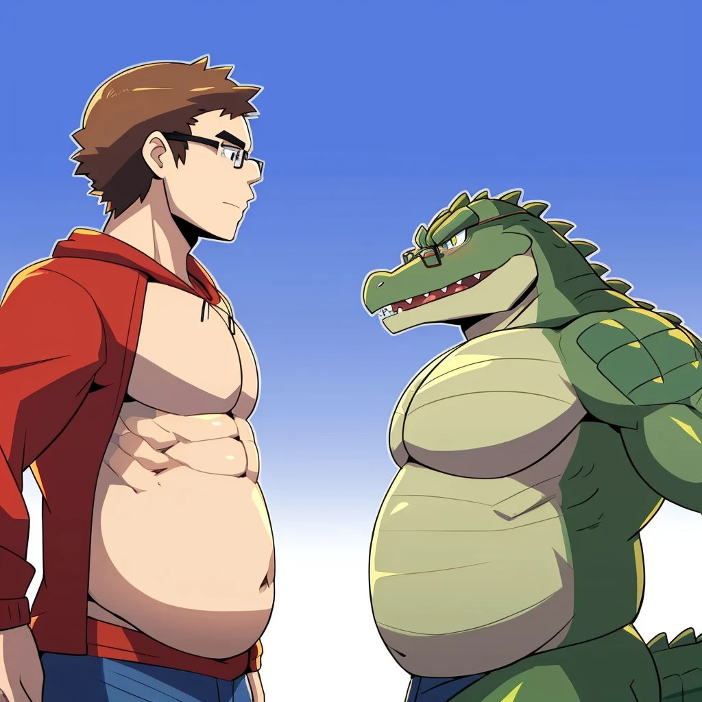 ((5guys)) (multiple characters, five characters,) There are five guys who are naked anthro alligators that are muscular, and have a green body with scales, who are surrounding each other separately, all five alligators thrusting their big humanoid genitalia with balls into the one of each alligator's butthole and mouth. Two alligators sucking other anthro alligators' penis with drooling saliva. (All characters drooling saliva) (All characters having sex), (all 5 alligators in view in locker room), detailed back ground by bogexboog,by zixiong,by milkytiger1145,by takemoto arashi