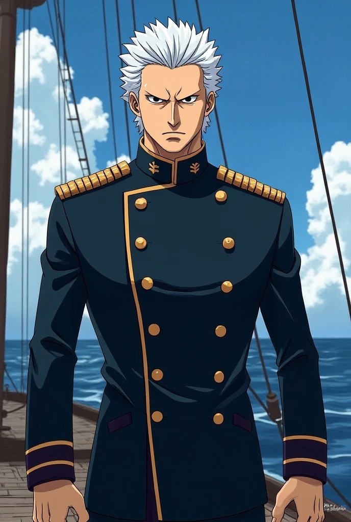 score_9, score_8_up, score_7_up, score_6_up, perfect , perfect proportions, best quality, masterpiece, high_resolution, high quality, highres, bara, 1boy, solo focus, solo, mature, masculine, manly, hunk, virile, handsome, charming, alluring, source_anime, anime coloringupper body, dutch angle, cowboy shot, BREAK GKToshiyuki, two-tone hair, black/grey hair, short hair, black eyes, thick eyebrows. bags under eyes, long sideburns, facial hair, stubble, GKToshiyuki, two-tone hair, black/grey hair, short hair, black eyes, thick eyebrows. bags under eyes, long sideburns, facial hair, stubble, Toshiyuki_outfit01, Abashiri Prison jailer uniform, (black tunic jacket, black jacket), epaulettes, (black pants), white peaked cap, two-tone peaked cap, simple background, single hand scratch own head, Abashiri Prison jailer, wooden building, dark atmosphere, dark background, low angle, from below