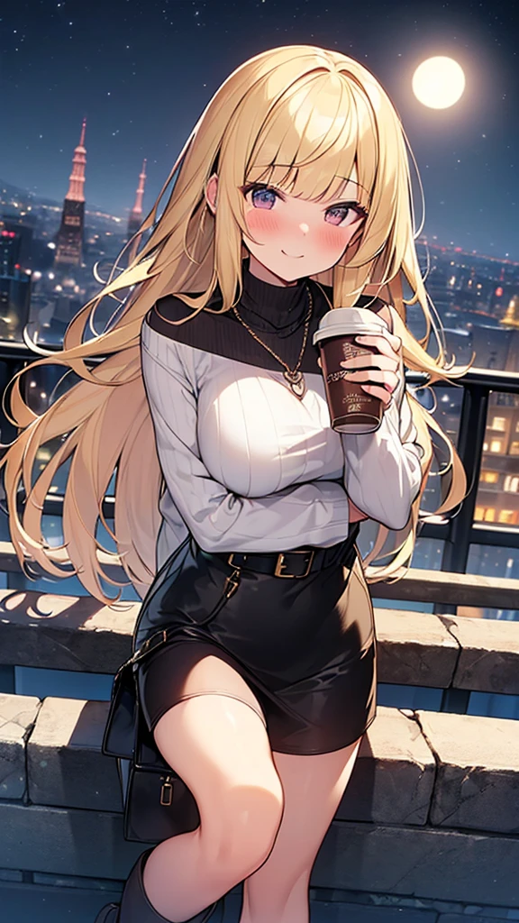 (masterpiece, best quality:1.4), (modern days), (cowboy shot), 1girl, solo, pov, sfw,
stunning girlfriend, (standing:1.1), dynamic pose, (white oversized sweater, knit sweater:1.4), (tight yoga pants, dark grey yoga pants:1.4), (short navy blue jacket, denim jacket:1.4), long blonde hair, swept bangs, heart shaped face, elegant face, beautiful face, highly detailed face, highly detailed skin, skin pores, subsurface scattering, (detailed blue eyes), realistic pupils, large breast, loving smile, looking at viewer, full face blush, full lips, holding a single coffee cup, centered,
coffee shop in background, city street, sunny day, wind, detailed background, depth of field, atmospheric perspective, volumetric lighting, sharp focus,
absurdres, realistic proportions, good anatomy, (realistic, hyperrealistic:1.4), 16k hdr,