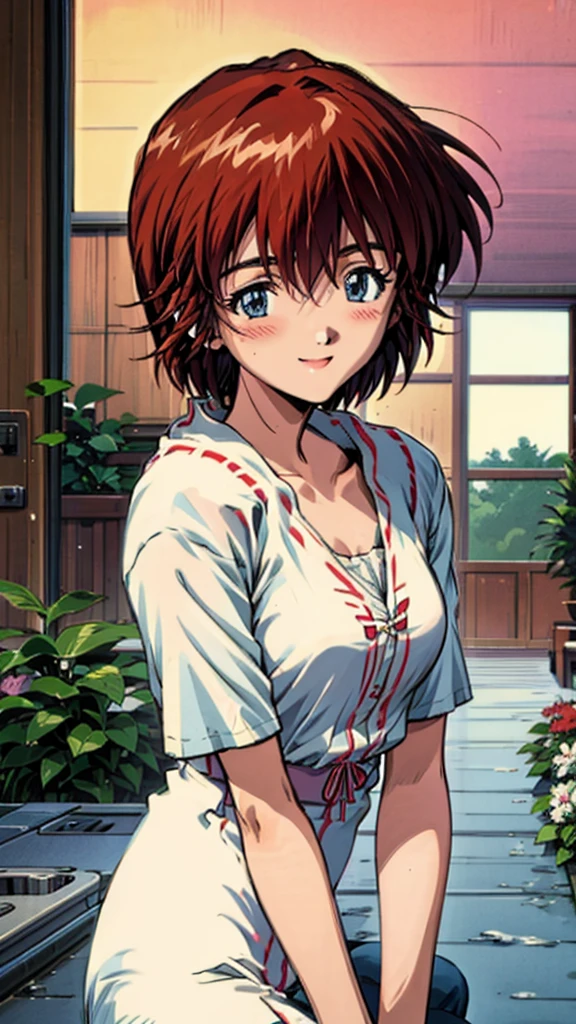 Mana Kirishima, blushing, beautiful smile.