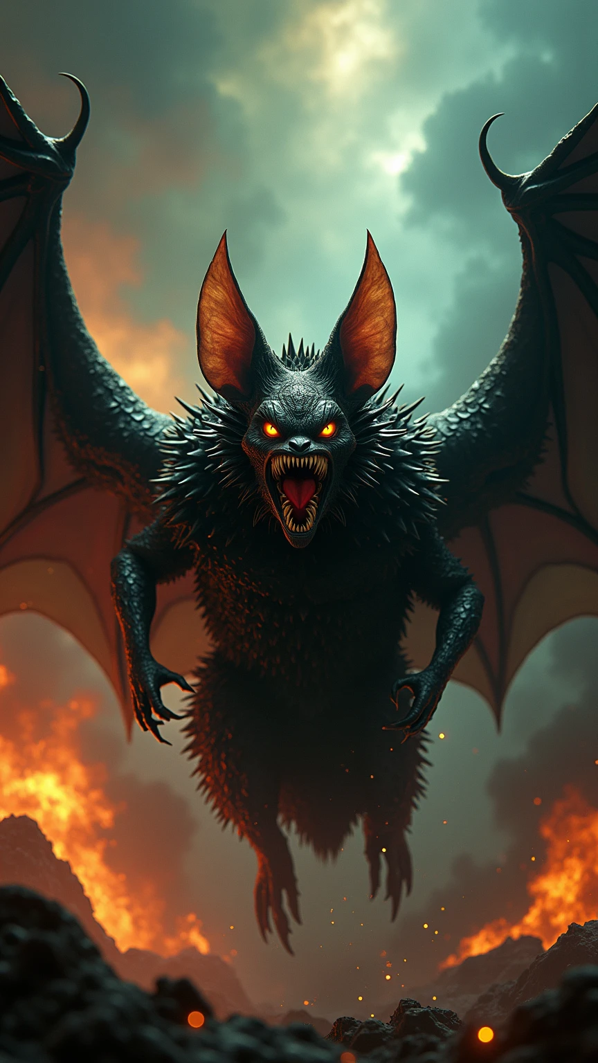 A big size bat with Batman and bat dangerous mouth and bat fly