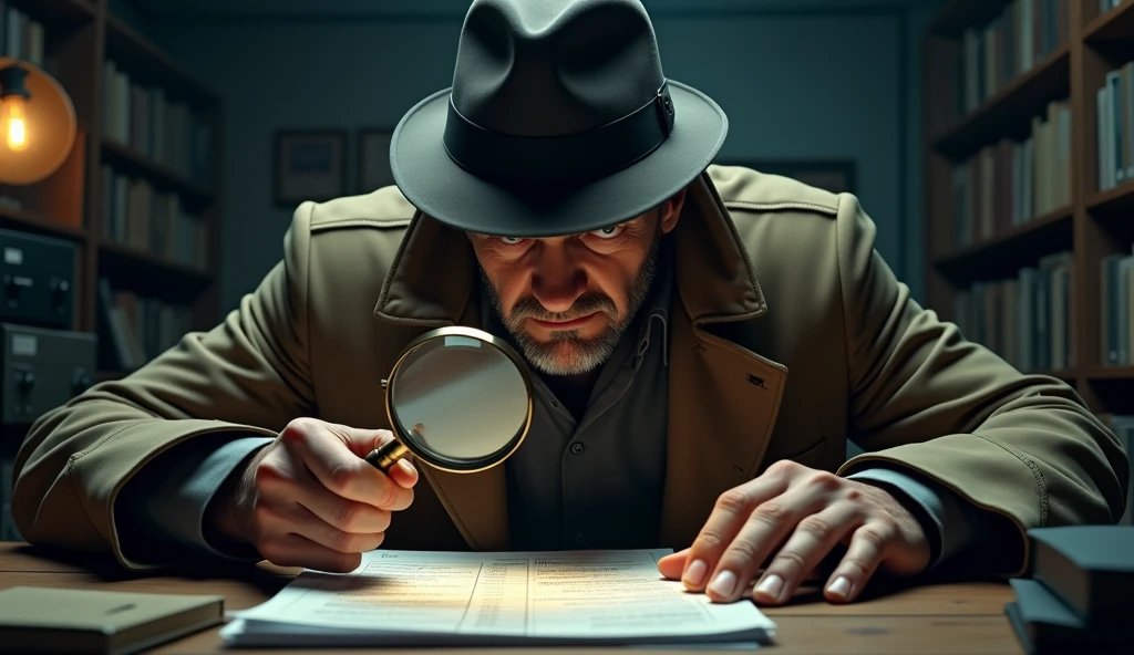 A detective-style scene with a magnifying glass, analyzing a budget ...
