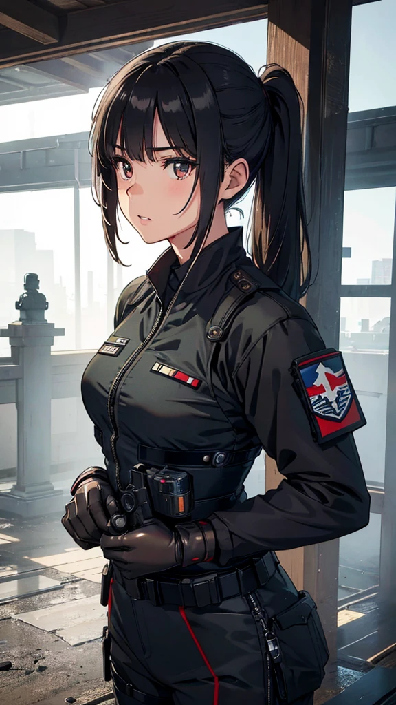 A detailed and high-quality Stable Diffusion prompt for the given topic "Rika Kawai, Army Hand gun" would be:

1girl, solo, Rika Kawai, beautiful detailed eyes, beautifully detailed lips, extremely detailed eyes and face, Expressive eyes, Brown eyes, long eyelashes, holding army handgun, black hair, Japanese, serious expression, side view, high quality, 8k, photorealistic, detailed face, professional photography, cinematic lighting, dramatic shadows, muted color palette, gritty military style, Black tactical uniform, lightweight body armor, crimson armband, Japanese Empire insignia, form-fitting, military gloves, combat boots, sleek design, no exposed skin,