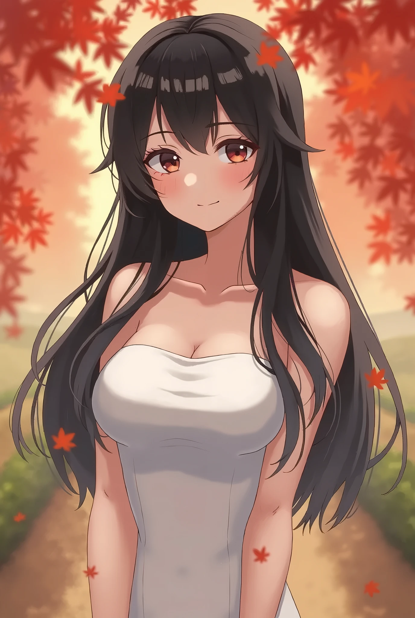 best quality, masterpiece, highres, detailed, perfect anatomy, <lora:Detail - add_detail:0.2>, <lora:Lauren_OiaL:0.9>, Lauren_OiaL, long hair, grey eyes, black hair, sakura blossom, cherry blossom, smile, romantic atmosphere, full-face blush,