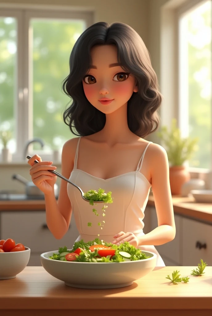 Woman eating healthy food