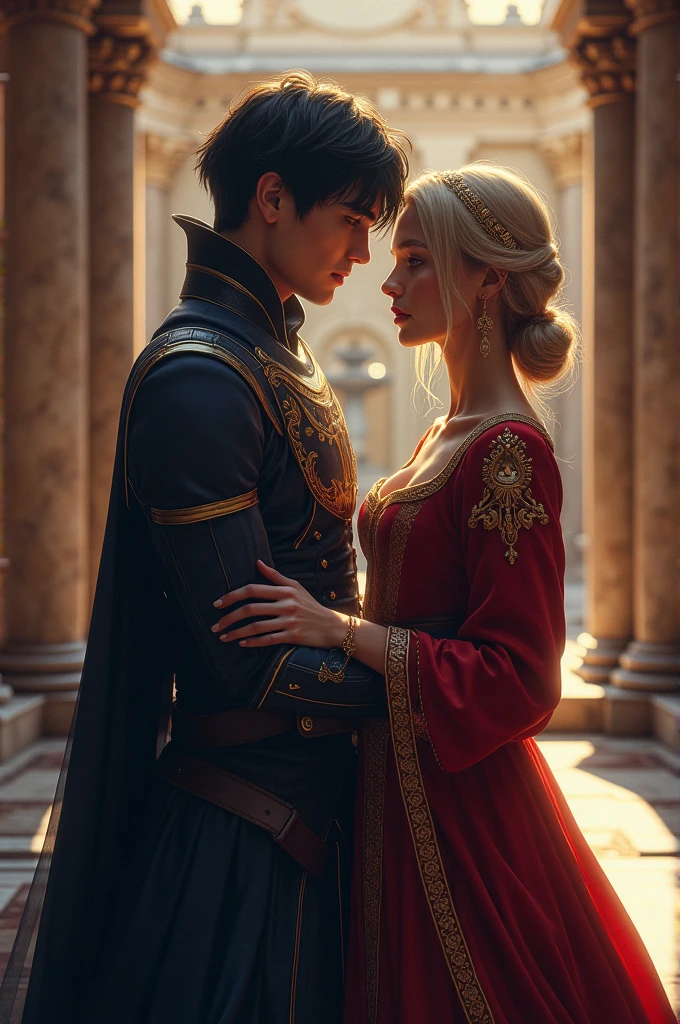 An image of Katsuki Bakugo dressed as a King and Uraraka Ochako with short hair dressed as a Queen, Art 3D