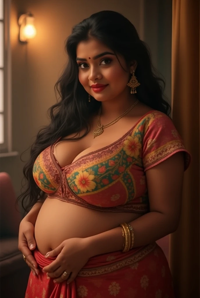 morbidly obese indian aunty screaming in pain from overeating, very tight kurta, ussbbw, very gigantic very fat swollen pot belly, small breasts, her big belly is heavier than 50 kg, pregnant with octuplets, resting hands on big belly, in extreme pain from overeating, she is moaning and cringing, she is screaming in excruciating pain from overeating, she is tightly scrunching her face, burping