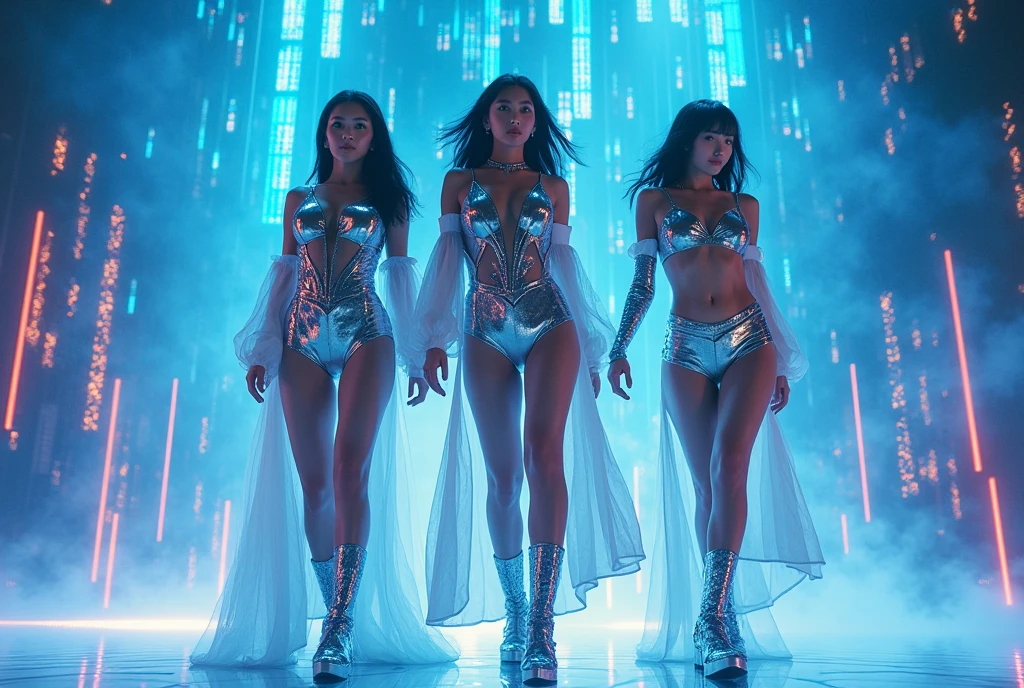 The Victoria's Secret Angel wears an ultra-light robe。The camera captures the Victoria's Secret angel standing above the water,The picture is surrounded by beautiful and spectacular scenery, starry rivers, auroras, meteors and storms rising by the bright moon, distant mountains and snowtops under the clear sky, linking the blue sea and ice, and a ship full of neon and falling cherry blossoms far away from the city。Surrounded by beautiful scenery, Victoria's Secret Angel has a super sexy K-cup teardrop shaped giant tit chest,The corset restrained tit chest has a soft texture like jelly,The ultra-sexy body that makes Victoria's Secret angelic characteristics obvious is particularly irritating,The Victoria's Secret angel's huge colored eyes have dreamy pupils of fire,The small and delicate nose and seductive little red lips make the face beautiful,The joyful smile of the Victoria's Secret angels always gives people infinite reverie,The neck is slender like a swan, with smooth shoulders and beautiful collarbones,Slender and fair seductive arms gathered forward,Victoria's Secret Angel is ergonomic and physiologically graceful, with fishnet-like gloves and cool manicures,A beautiful dance gesture is being made,There is not a trace of fat on the Victoria's Secret angels,Stretch your body, let the sexy and elegant slender waist and toned hips have a youthful and energetic beauty,Skinny white feet stepped on Skyscraper Heels,The colorful hair of the Victoria's Secret Angel is topped by a halo crown,Tattoos with gorgeous colorful patterns on the sexy body,Victoria's Secret angels are adorned with small jewelry and accessories,Use Midjourney's advanced brush tools and experiment with different color palettes and strokes, as well as texture tools, to show and improve clarity,Give the Victoria's Secret Angel the ultimate detail to reflect the super sexy character of the Victoria's Secret Angel with a very realistic texture。Use Midjourney's advanced tools and experiment with diff