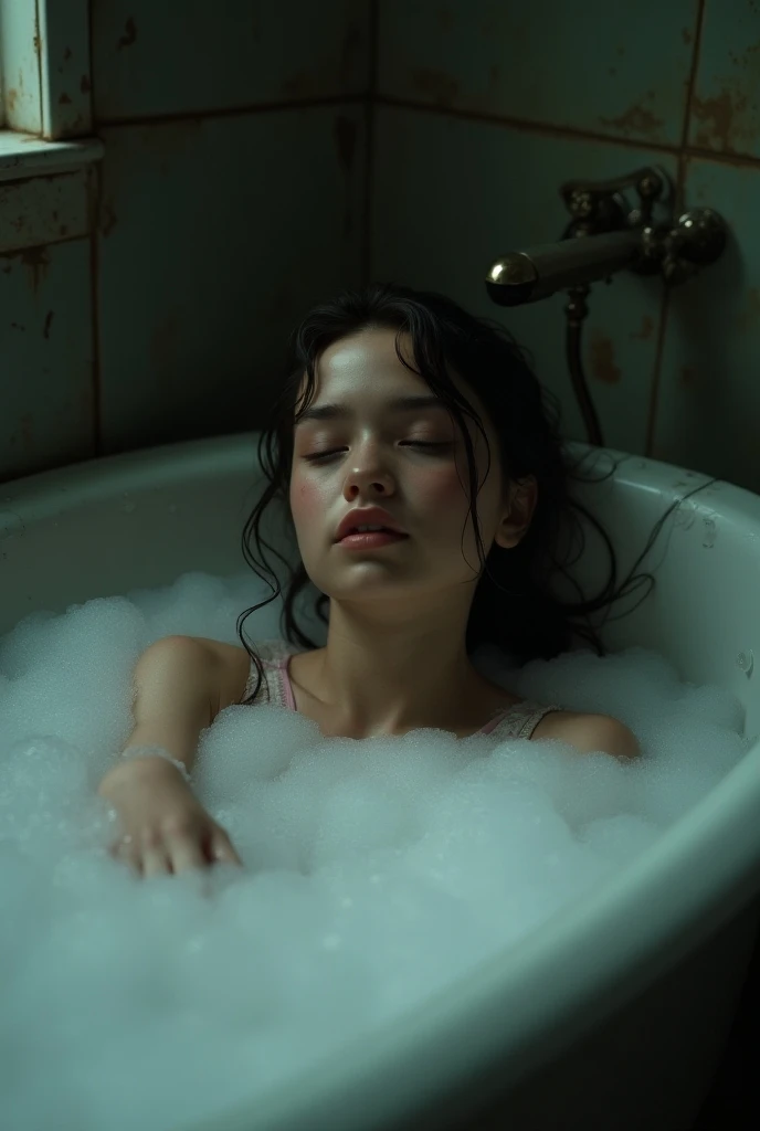 mulher arafed em um vestido branco deitado em um banho de espuma, leite - efeito banho, fotografia banho de leite, wearing a dress made of water, Fluid Milk, puddle of milk, mar de leite, floating in water, Banho de espuma, dress made of water, beautiful flowing feeling, Transbordando, Imagem promocional, in water up to her shoulders, flutuando no perfume