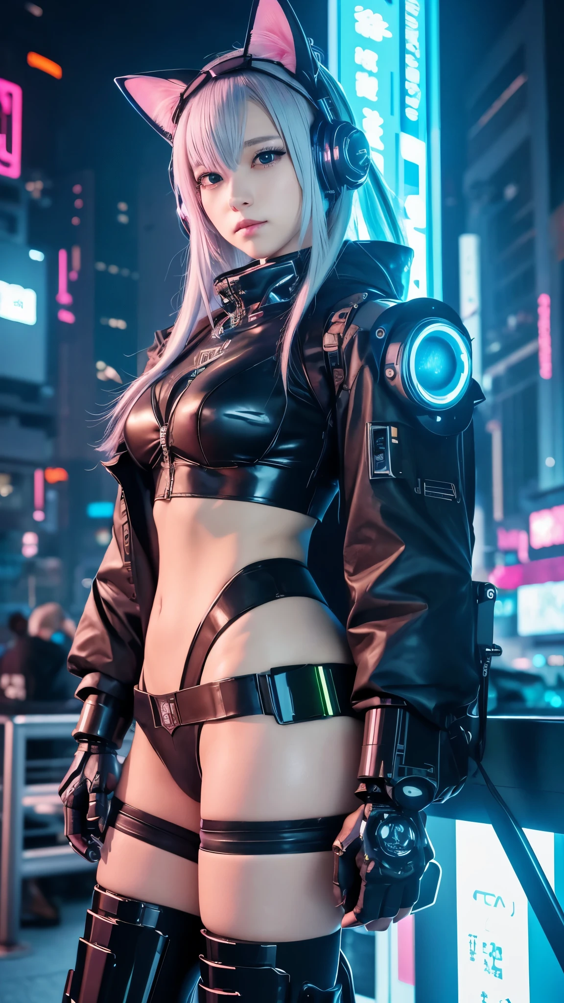 clear quality picture of lucy from cyberpunk in the outfit all in latex pure shine cute and beautiful face hight quality detailed picture 