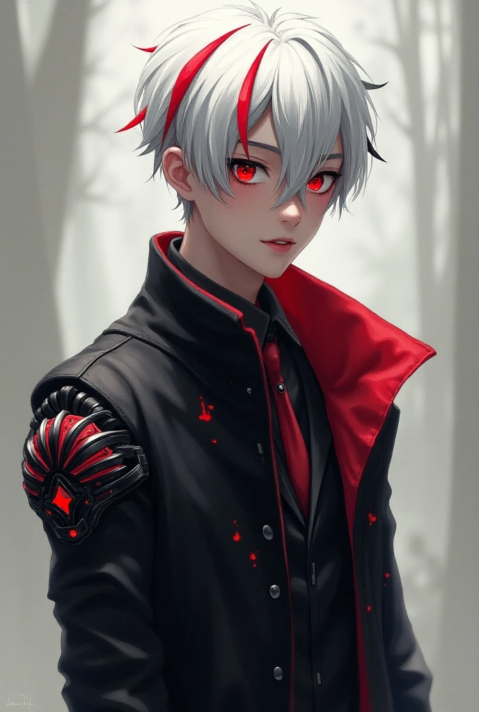 Tokyo Ghoul&#39;s Kaneki Kata、His eyes are red and he is releasing his kagune.、The night sky is red、Tokyo city、Face of despair、Feeling like you&#39;ve lost everything、dark