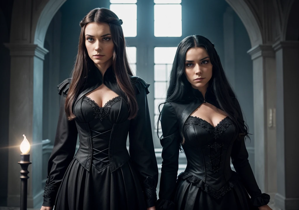 A ancient Demon and A New gen Normal Human Face-off Image. Both a sitting on a Throne side by side. A Golden White Rays focusing on the middle of them. The Demon Wears A Dark Grey Reaper Cloth and the Human Wears Black Suit. Dark Brown Atmosphere. Hyper Realistic Assets, Ultra Realistic Image. Shots on High-end cinematic camera. Personal Ai detailed Touches, Well detailed image.