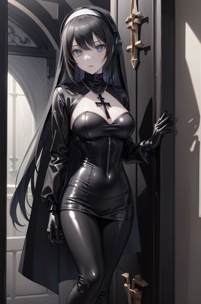 masterpiece, best quality, 1 woman, alone, black eye, black hair, only 1 person, ((Ellis)), Lori, blush, ,((whole body)),((Very slender waist)), looking at viewer, 16-year-old girl, ,sleeveless, drops of sweat, , ((The background is a white space with nothing in it.)), (Ergonomic),, (((Pussy exposure))), (((very short latex miniskirt, I see pussy))), (((whole body))), ((Thigh high socks)), (((Wear high heels))), ((precise eye focus)), ((Breast exposure)), ((erect nipples)), (top is naked), (pussy nude), (((Accurate facades))), (stand, Spread your legs wider than your shoulders) Steam is coming from my body., ((BUKKAKE)), ((Semen all over my face and body)), (((All bodies are visible.))), (Everything is visible to the viewer from head to toe.), ((very slim body)), ((Staring at the screen)), ((perfect symmetry)), ((wide open pussy)), ((exposed breasts)), (((Faces in sharp focus))), (((perfect front)))
