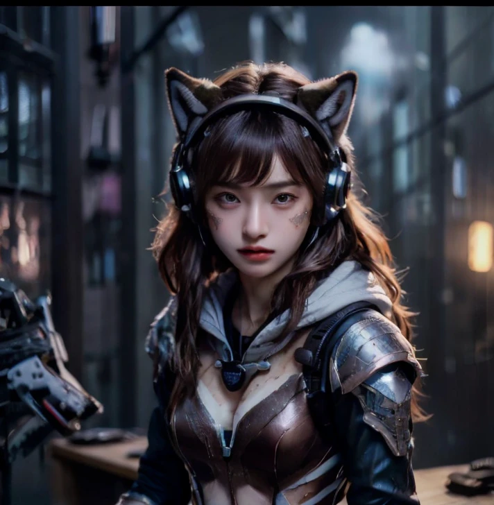 two women with headphones and cat ears are posing for a picture, wlop and artgerm, wlop and sakimichan, 8k high quality detailed art, trending on cgstation, artgerm and wlop, attractive cat girl, wlop and ross tran, wearing cat ear headphones, seraphine ahri kda