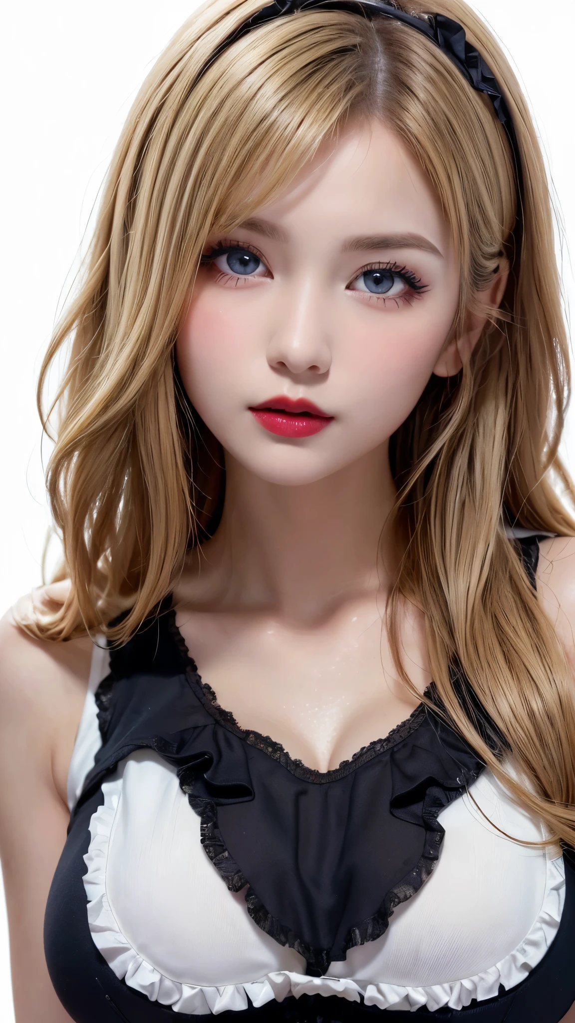 masutepiece, Best Quality, Illustration, Ultra-detailed, finely detail, hight resolution, 8K Wallpaper, Perfect dynamic composition, Beautiful detailed eyes, Gothic ta, off shoulders, Blonde wavy hair, huge-breasted, huge-breasted, Huge breasts, huge-breasted, huge-breasted, cleavage of the breast, Gothic fashion, Gothic makeup, Bold sexy poses,Smile, Landmine fashion、20 years girl、Cute、Sexy shot looking at camera, Full body