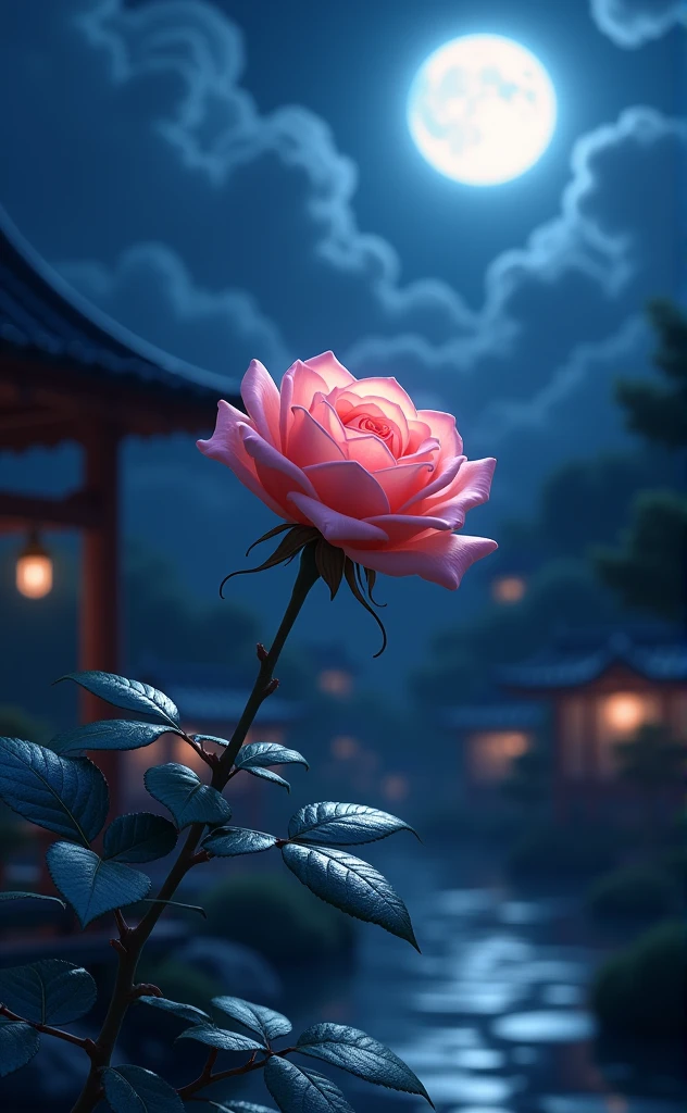 Rose、landscape、Japanese styleな建物がちらほらある、night、Real、Japanese style