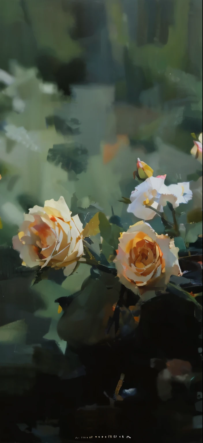 印象派的Oil painting style，Floral still life，Gives a feeling of relaxation and healing，Simplified shapes and bright colors，（Oil painting style，Oil painting brush strokes：1.4）Create a modern romantic style，（Color Art，Red rose flowers：1.5）Use big blocks of color and clean lines to express summer elements，masterpiece，HD，8K，Supene – Sunlight， simple background