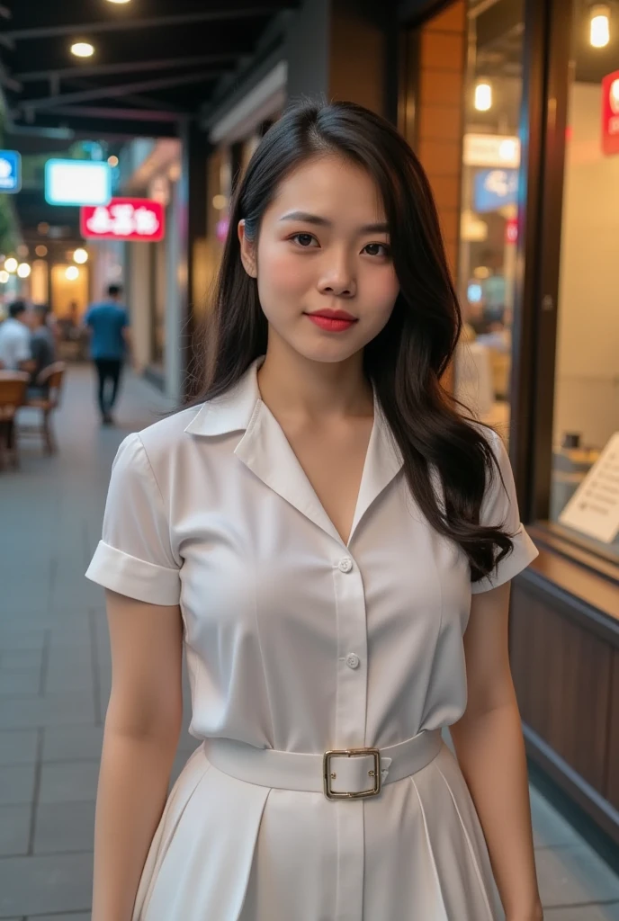 huongtrinh, 1 woman standing in spark,uperbody,Quality\Realistic,(hyper-photorealistic Realism),(high resolution),((ultra extreme detailed digital art)),hyper-real texture skin,ultra-real texture hair,hyper-realisitic,hyper-quality,(professional photography,golden ratio\), (Super beautiful),(vivid and colorful),(black hair,