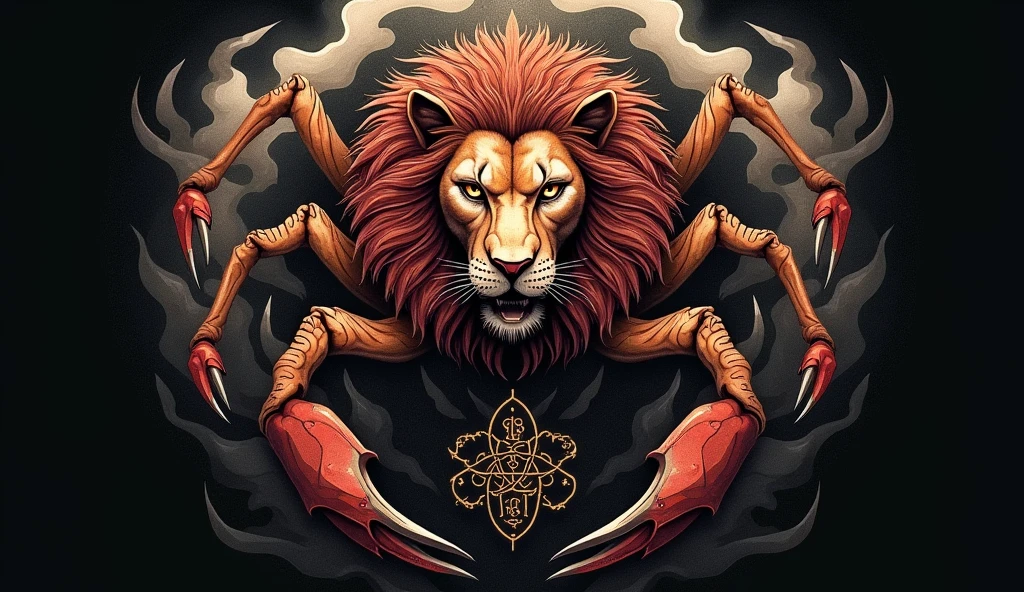 more realistic to that more realistic and scary, more fear and that it is a logo for free fire more fear, more fear and more logo a lion and a scorpion more fear more fear