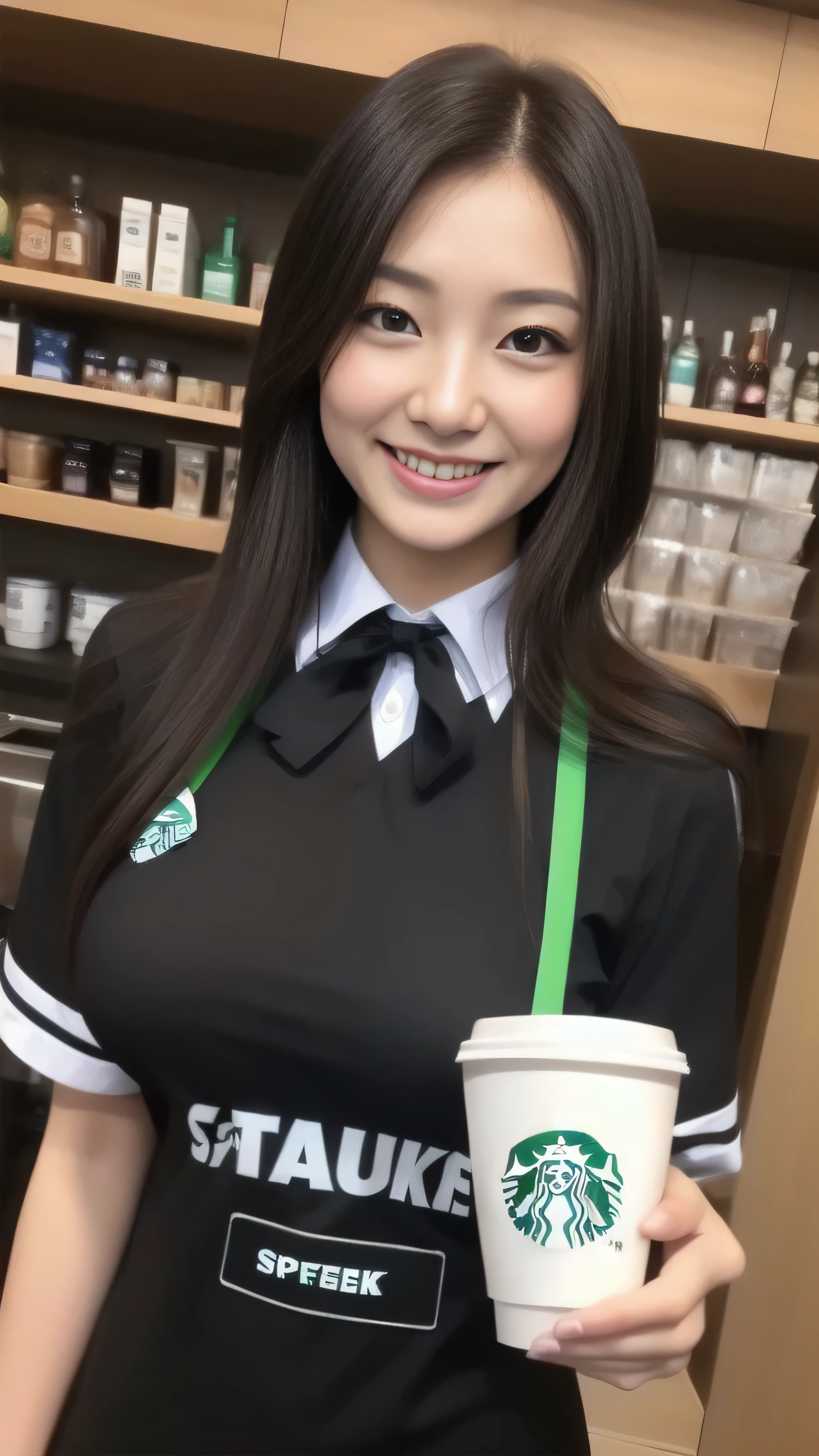 Transparent cheerleader、Transparent nipples、Big Tits、Sheer skirt、Coffee shop、Cafe staff、Purple Hair