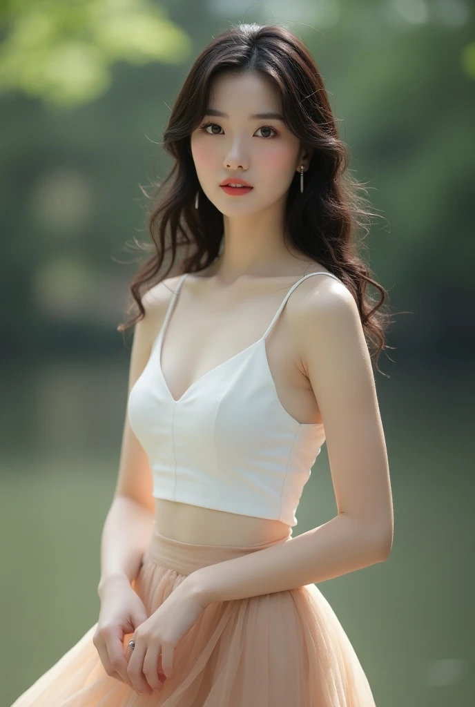 This beauty has a beautiful face,Sharply defined,Delicate facial features,Bright eyes,The slender eyebrows curved upwards,The bridge of the nose is erected,The lips are red and the teeth are white,The appearance is outstanding。Her hair is long and smooth,Black and shiny as silk,Falls to the waist,It exudes a faint fragrance。She is tall and well-proportioned,Curvy,The slender legs and slim waist exude an alluring beauty。She wore a white dress,It brings out that her skin is fairer,The skirt fluttered slightly,Like a fairy。Her temperament is elegant and noble,Gentle manners,People are involuntarily attracted to her。Her confident and gentle smile,Let people feel the beauty and warmth of her heart。This beauty is both in appearance and temperament,They are all beautiful women that people can't forget。 A high resolution:1.3), Super fine face and eyes,Wearing necklaces and earrings,Hit in a random pose,beautiful purple sunset at beach,strong rimlight, middlebreast,Anatomically normal,Glow particle effect,