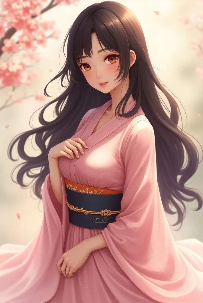 1 ancient Chinese woman,brunette color hair,(Hanfu、Hairstyles、hair-bun),pretty eyes,Peach blossom eyes,Blush,gorgeous hair accessory,Hua Dian,pastelcolor,Retro anime,1990s anime,tmasterpiece,Best quality,Character standing drawing