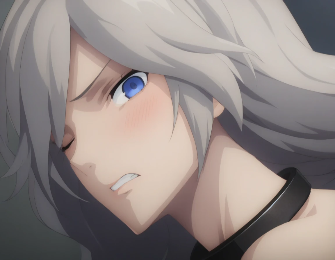 score_9, score_8_superior, score_7_superior,  sauce_anime, ambient light, 1tall girl,
anime screencap, anime coloring, official style, ,, 1girl ,alisa ilinichina amiella, long hair, grey hair, blue eyes,, wince, frown, perfect eyes , Perfect face, expressive eyes, 
nsfw, nude, navel ,  (thighs), pussy juice, 
indoors, gray concrete, realistic room, ,  missionary position,, on side , arms up, shackles, 
cowboy shot, looking at viewer,, , blush , nipples,  clenched teeth, saliva ,, , medium breast,