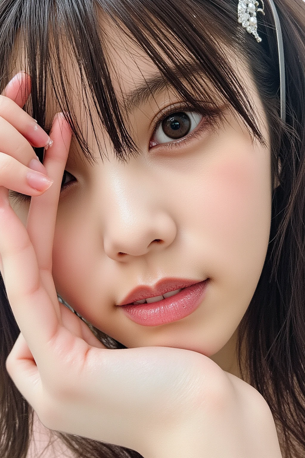 nsfw, Girls,Color photography,16K , Face close-up,Top view,Bedroom,Anatomically correct body, Short Bob,Beautiful skin without moles,No accessories, Black Hair,,Beautiful breasll breasts, Naupples and areola,bright red foubled face,Tears are pooling in the eyes,Half-close your eyes((Very detailed)), (Perfectly detailed face), (Detailed and well-drawn hand), (Detailed and well-drawn hand), (Detailed and well-drawn hand), (Detailed and well-drawn hand), (Detailed and well-drawn hand) Photorealistic images.(blush,Sticking out tongue,Drooling from the tongue,Cross-eyed,ahegao,, Open your mouth,Licking dick),