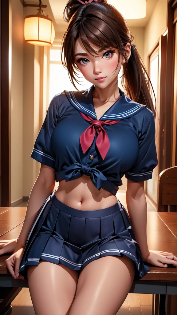 (masterpiece, best quality:1.2),((Sailor suit:1.4))，classroom、(short skirt)，Eyes are very delicate，beautiful girl，long hair，（（best quality））， （（intricate details））， （（Surrealism））（8k）、blonde、blush、Small face、ponytail、pantyhose、choker、Korean Idols、Earrings、((human-onahole:1.5))、((legsless, armsless:1.2))、Panties、(Bondage:1.4)