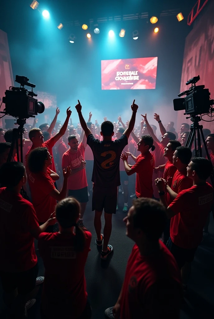 there is a man with a bald head and a pink shirt, aykut aydogdu, demna gvasalia, artyom turskyi, vitaly bulgarov, very slightly smiling, twitch streamer / gamer ludwig, pavel shvedov, andrey surnov, crowd cheers him, dancing in the background, very high quality face, alexey gurylev