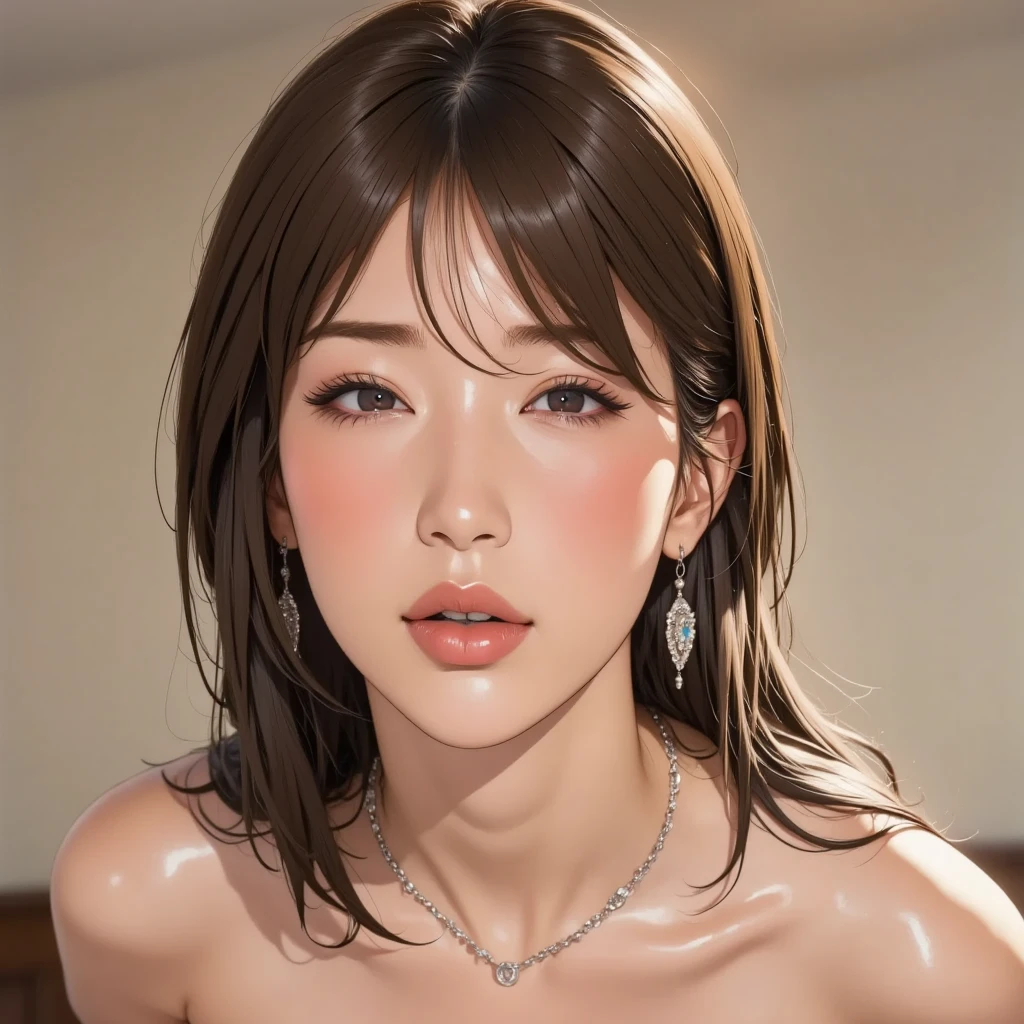gorgeous model, looks like Madison Beer, (mature woman), ((full lips)), very big lips, full lips, ((extra big lips)), increased lips, (light green beautifull eyes), very confident face expression, long eyelashes, long oval face, (((square cheekbones))), (sharp cheekbones, sharp cheek, square cheek,) ((slim face)), strict face, medium length black hair, straight hair, perfect hair, shiny face, pale face, ((wide hips)), narrow waist, big breasts, fit ass, gorgeous light, posing for a picture, (selfie pov), making selfie, gorgeous selfie in bathroom, wet hair, ((bathroom)), portrait, (((close up portrait))), (naked shoulders), selfie, mirror, holding phone, 