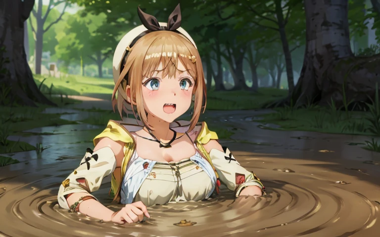  1 girl,  High Resolution , In the swamp, cry, Bath, Best Quality, Slime, Bubble,  open your mouth wide