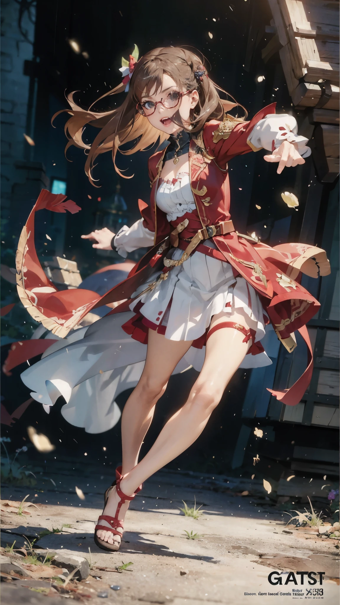 anime - style illustration of a woman, fantasy RPG video game character, official character art, trending on cgstation, e-girl, cushart krenz key art feminine, full body, female action anime girl, glasses, dynamic pose,