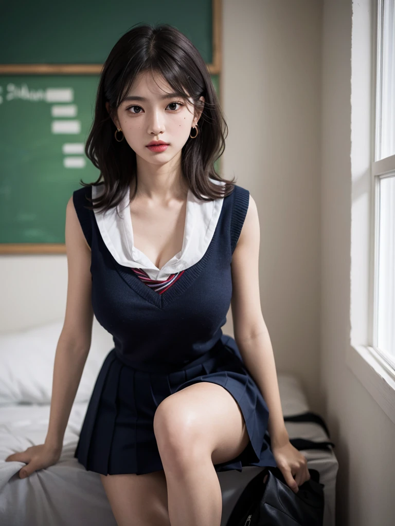 ​masterpiece, hi-school girl、Blue Eye、Bright brunette、（School Uniforms:1.5）、（M-shaped legs:1.5）、opens legs、（exposing her big breasts:1.5）、Navy Socks、Wear upper shoes、（Bright hallway of a bright school:1.5）the viewer, Realistis, full body Esbian, radical, Haute, （Spread the pubic area with your fingers:1.5）RAWExtremely detailed, Ahegao, rolling her eyes, red blush, water running in mouth, Sticky tongue,  Very gigantic-breasts, sexual excitement, Sex Expressions, shinny skin。