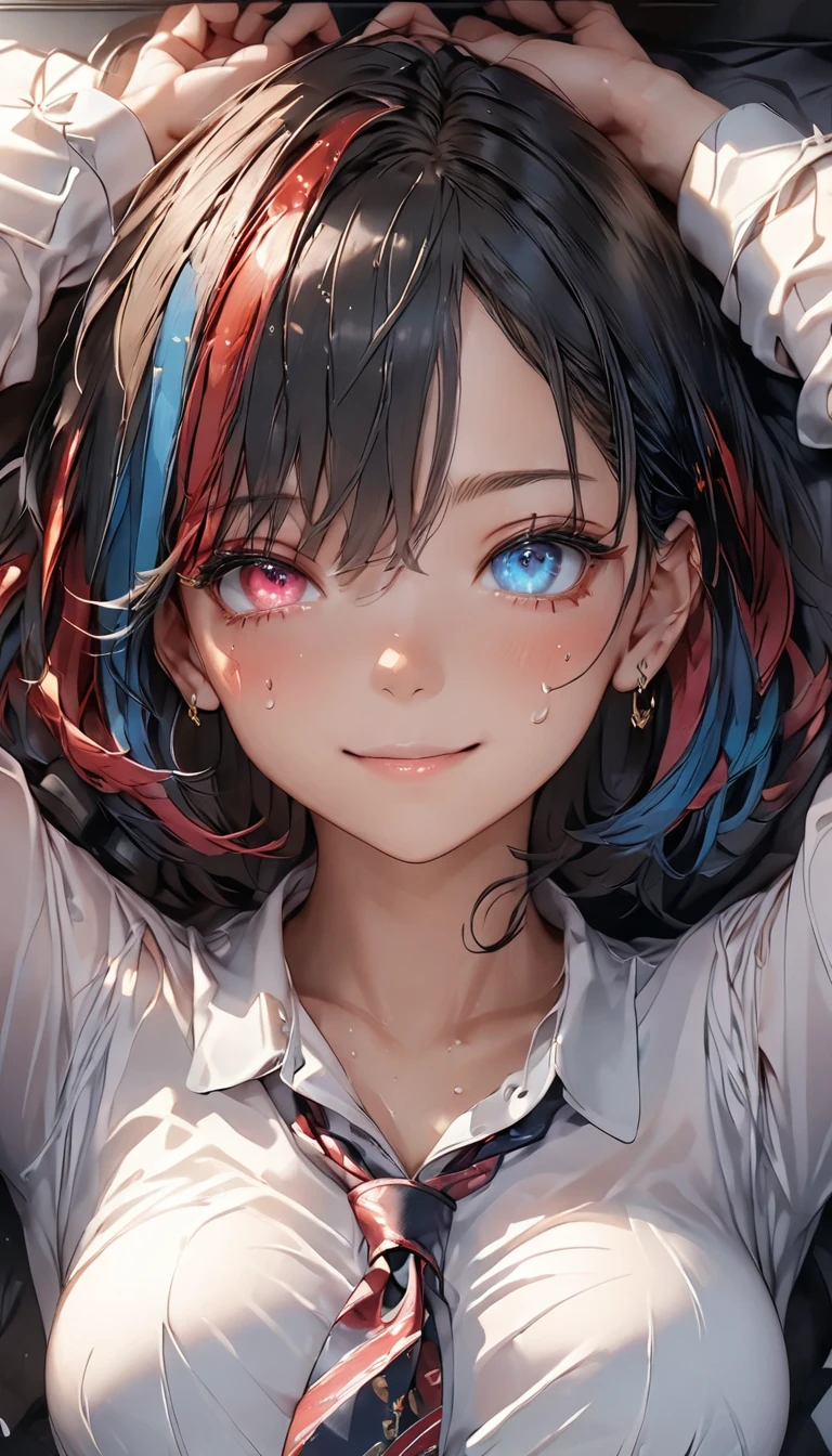 (masterpiece, best quality),1girl, Sharp teeth, eyes closed, fangs, mad laughing, detailed expression, dynamic pose!, detailed digital art, neon lighting, chiaroscuro, horror, intrinsic beauty, alluring, in the style of rossdraws and yoshitaka amano and ito junji and alberto saveso, kawaii anime, fantasy, 16K 64megapixels, dynamic lighting, tetradic color, neon lighting, chiaroscuro, beautiful composition, abstract background, dramatic lighting, red eyes, quiet, calm, brightness, masterpiece, best quality, 1girl, (JinxLol:1.2), (ultra photorealistic:1.3), (masterpiece:1.4), best quality, ((realistic)), high quality, ultra detailed, ((real image)), ((realistic skin)), ((realistic face)),(illustration:1.05), (beautiful:1.05), (beautiful detailed eyes:1.05), (cinematic light:1.1), full body, precise proportions, 18-year-old girl, blush, collarbone, abdominals, double weave, beautiful and delicate face, fair skin, real skin, (face detail), pores, super high resolution, 8k, parameters Best quality, masterpiece, super high resolution, (Realistic 2.0), More details, detailed skin, wide smile, white teeth, hair voluminous, perfect and well-designed eyes,  Girlfriend, Beautiful, Beautiful, Studio Lighting