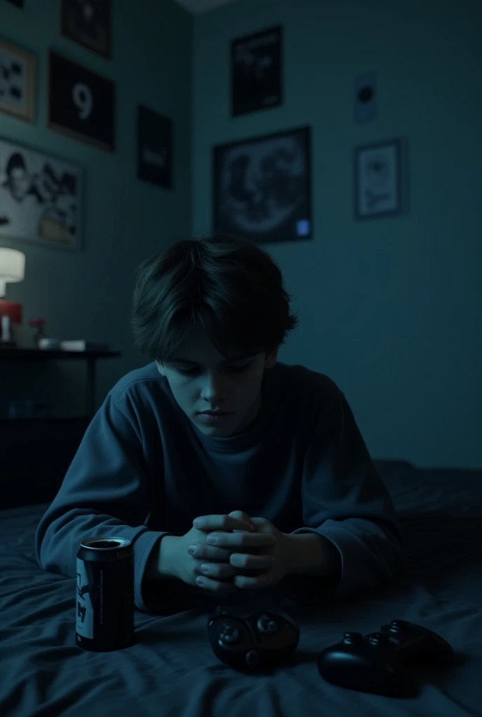 Draw a lonely boy (15 years old), this boy is ugly and has bad hair, he hates himself, the people around him bully him, this boy plays jokes to entertain them, his family relations are bad (especially with his father) his psychology can't stand it anymore, he decides to commit suicide.
